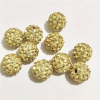 free shipping dark yellow 10 12 mm rhinestone spacer beads round suitable for needlework accessories jewelry making