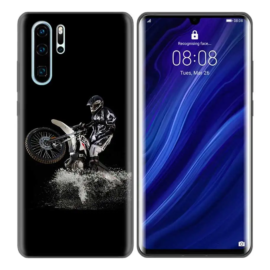 Черный силиконовый чехол для huawei P30 P20 P10 mate 30 20 10 Lite Pro Coque сумки Обложка Capas Back moto внедорожный мотоцикл Спорт - Цвет: SX-001