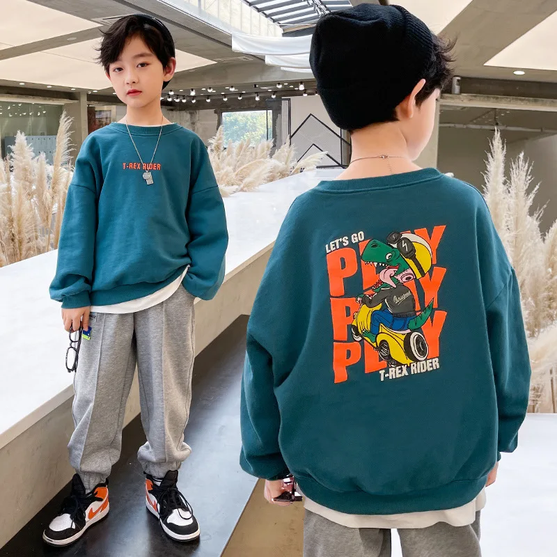 

Teen Boys Shirt New Spring Kids T Shirt Long Loose Undershirt Print Boy T Shirt For Children Tops Tees Kids 12 13 14 Years