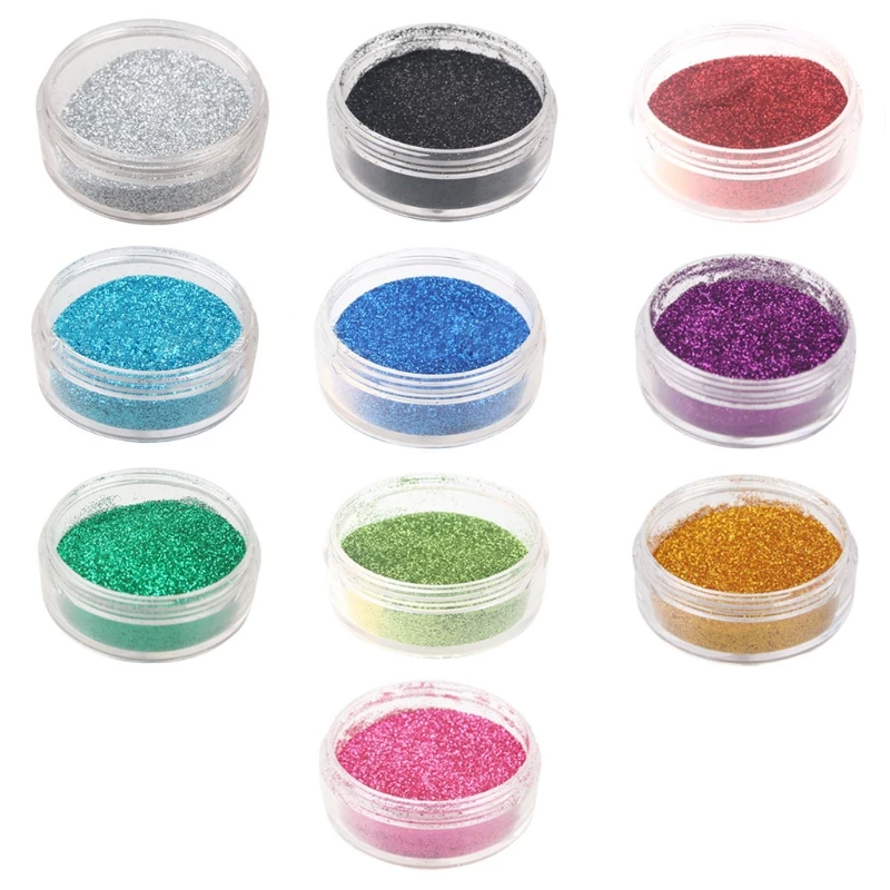 

10 Colors Face Body Glitter Pearlescent Powder with Brush for Halloween Painting