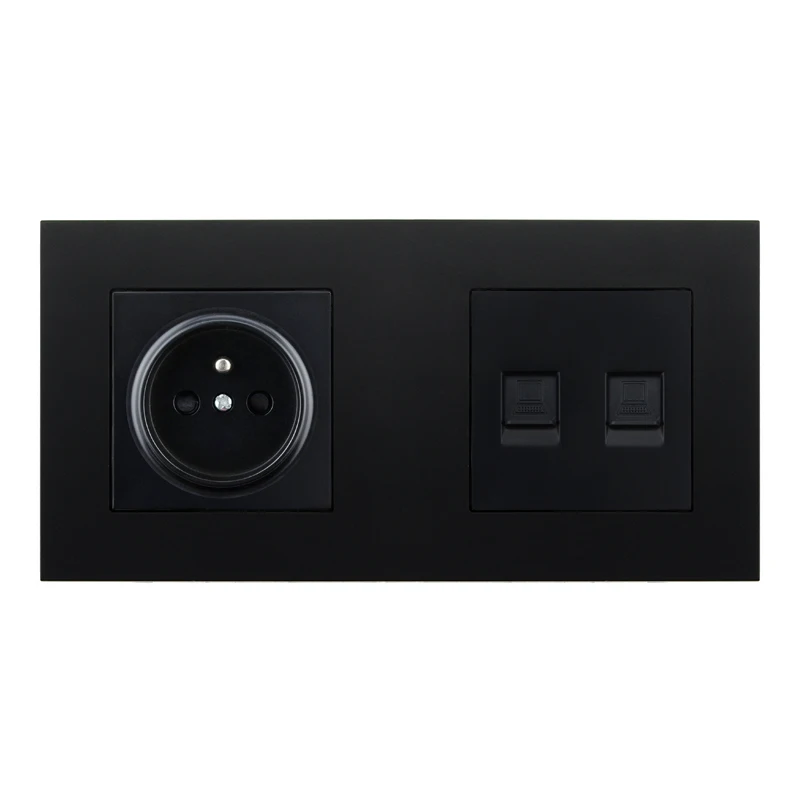 1Socket Double Rj45 Atlectric FR Стандартный разъем пластиковый блок розеток RJ45 розетка компьютерный порт данных розетка двойной RJ45 с тв двойной выход розетки - Тип: 1Socket Double Rj45