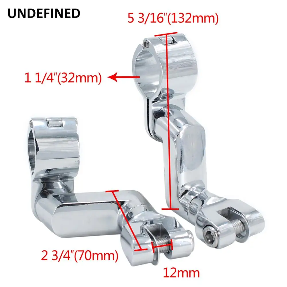 

Chrome Motorcycle Highway Foot Pegs Offset Dually 1" 25mm 32mm 38mm Footrest Mount Clamp For Harley Touring Road King Bobber Etc