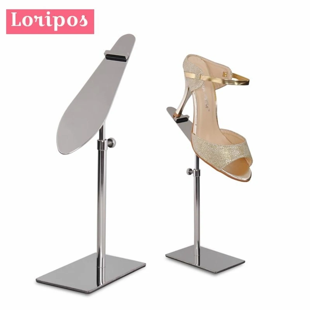 

Держатель для обуви из нержавеющей стали с регулируемой высотой, витрина для витрины, полка для обуви, металлическая стойка для демонстраци...