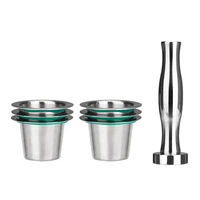 7pcsset stainless steel nespresso reusable coffee capsule coffee tamper refillable cup filter nespresso machines maker pod