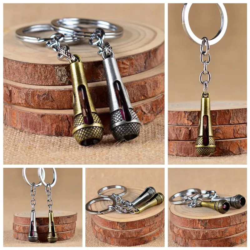 Горячая Певица микрофон струнные брелки креативный металлический сплав