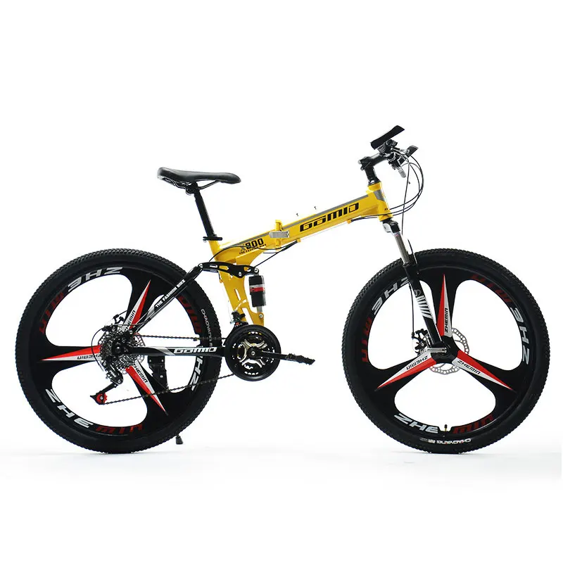 Горный велосипед с тремя ножами складной одно колесо двойная амортизация для