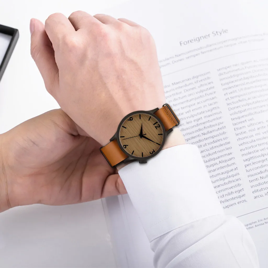 Оригинальные повседневные деревянные часы минималистичные деловые мужские