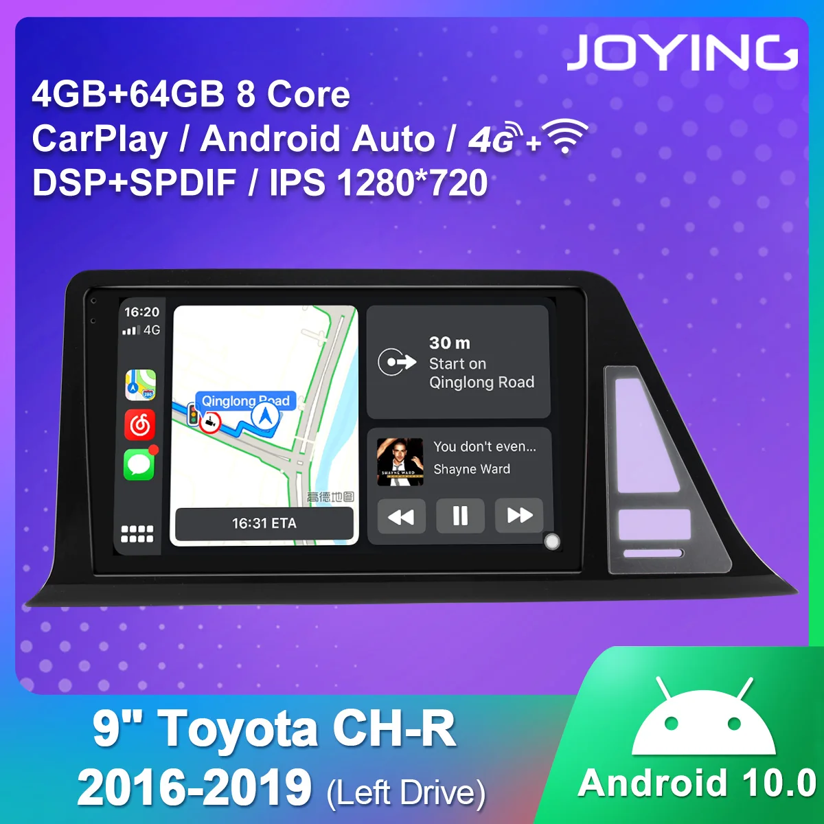 

Android 10.0 Car Radio player 9 Inch Autoradio 1280*720 Support RDS/4G BT /Back Up Camera For TOYOTA CH-R 2016-2019 (Left Drive)