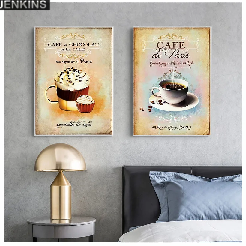 

Nordic Poster Vintage Minimalist Coffee Dessert Canvas painting Abstract Home Decoration Kitchen Wall Pictures No Frame
