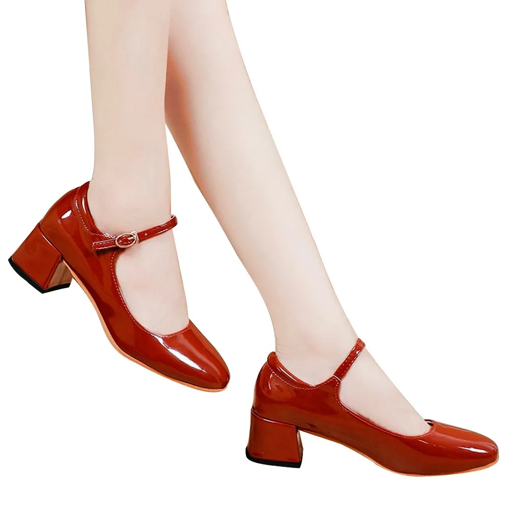 Женская винтажная весенне-летняя Свадебная обувь на высоком толстом каблуке