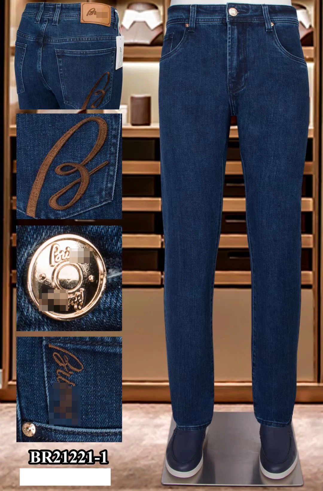 

BILLIONAIRE Jeans winter thick men 2022 new Fashion Comfortable Cotton embroidery high quality pattern zipper big size 31-40