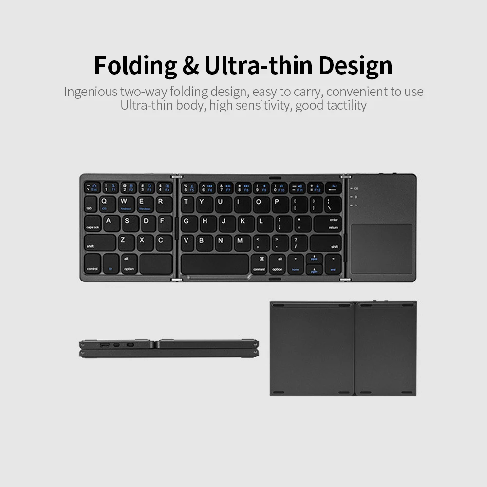 

Ultra-thin Wireless BT Keyboard 64-key Folding Keyboard Portable Ultra Slim BT Keyboard with Touchpad for mobile phone tablet