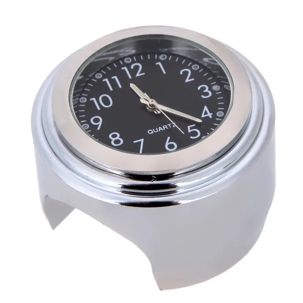 Мотоциклетные часы на руль Кварцевые водонепроницаемые с черным циферблатом