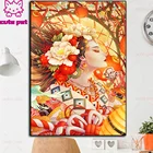 Картина из страз сделай сам Японская женщина гейши вышивка крестиком квадратные узоры из страз вышивка мозаика 0: Стразы домашний декор