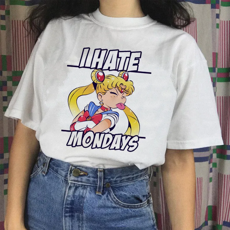 Sailor Moon футболка 90s аниме женщины гранж эстетический femme корейский стиль ulzzang