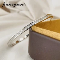 pansysen classic real 925 sterling silver charm bangles for women men simulated moissanite diamond fine jewelry gift wholesale