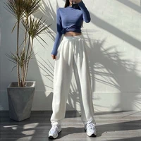 mingliusili korean style sweatpants women fashion spring 2021 white joggers women solid high waist streetwear casual trousers