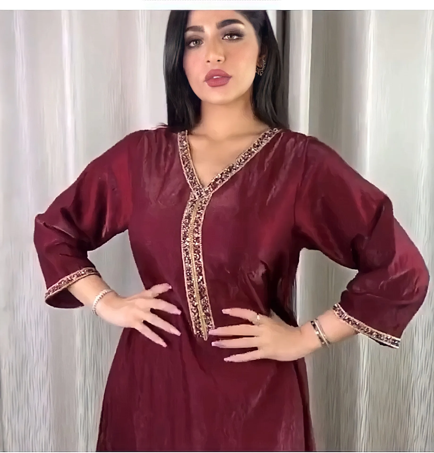 

2021 Spring and Summer African Women V-neck Long Sleeve Dress African Dresses for Women African Clothes