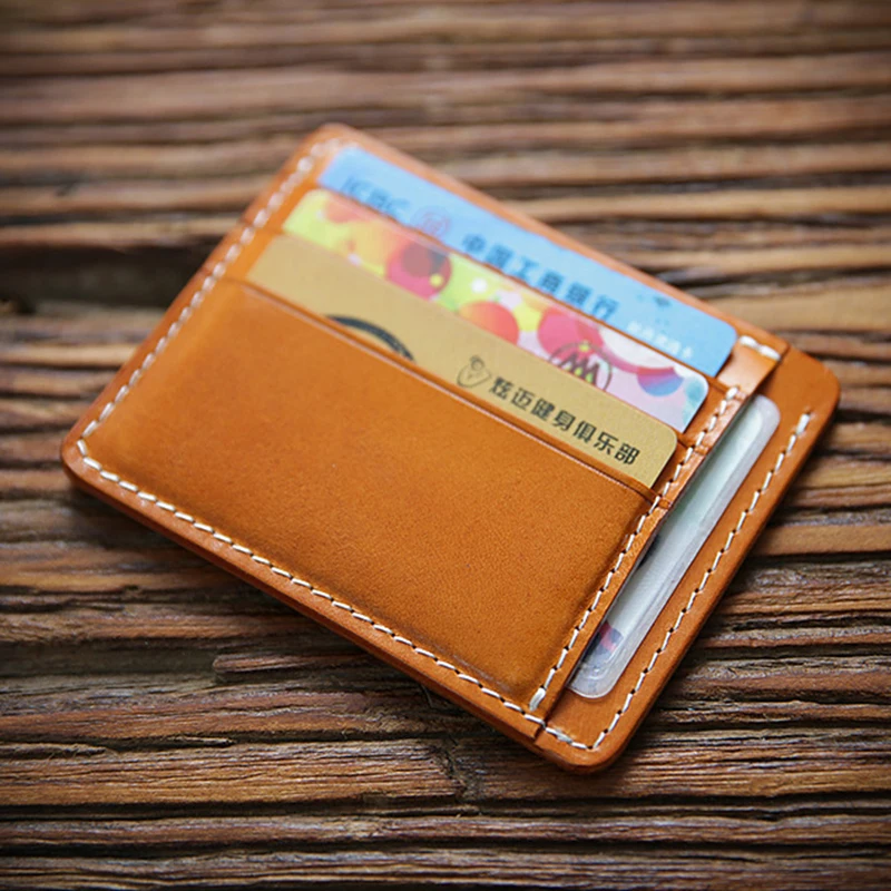 

100% Genuine Leather Credit Card Holder For Men Women Vintage Handmade Short Small Mini Slim Front Pocket Wallet ID Case Purse
