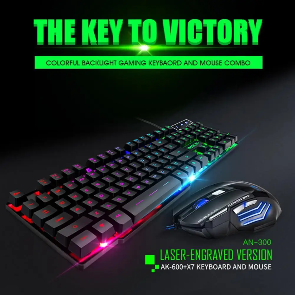 

IMICE Keyboard Mouse Set Backlit Multi Colors ABS Waterproof Wired Gaming Keyboard Mouse for Notebook Desktop