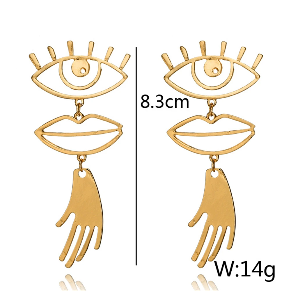 VIVILADY модные богемные металлические висячие серьги с глазами женские золотистые