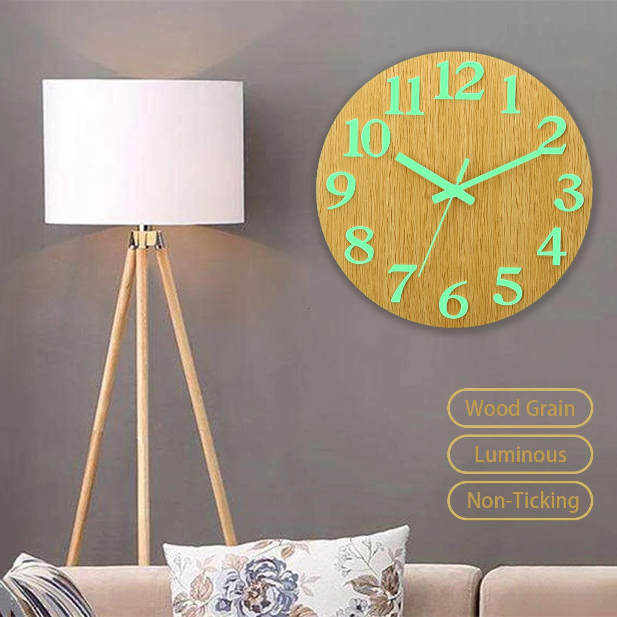 12 Inch Silent Luminous Wall Clocks Glow in Dark Modern 3D Decor Home Living Room Bedroom Quartz Wall Hanging Clock