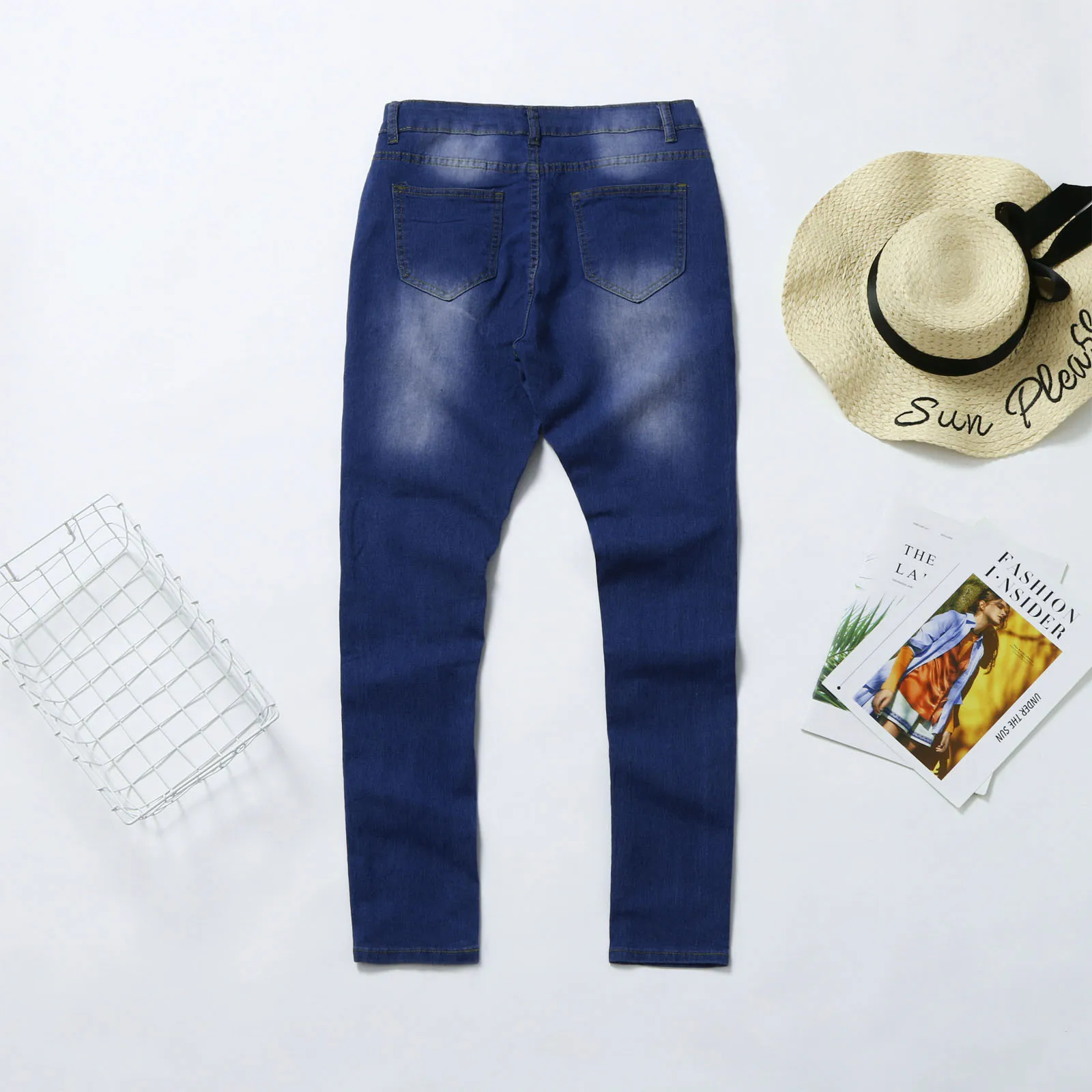 

2021 pants ladies casual trousers ripped tight beach pants wide leg pants retro girls all-match men and women streetwear