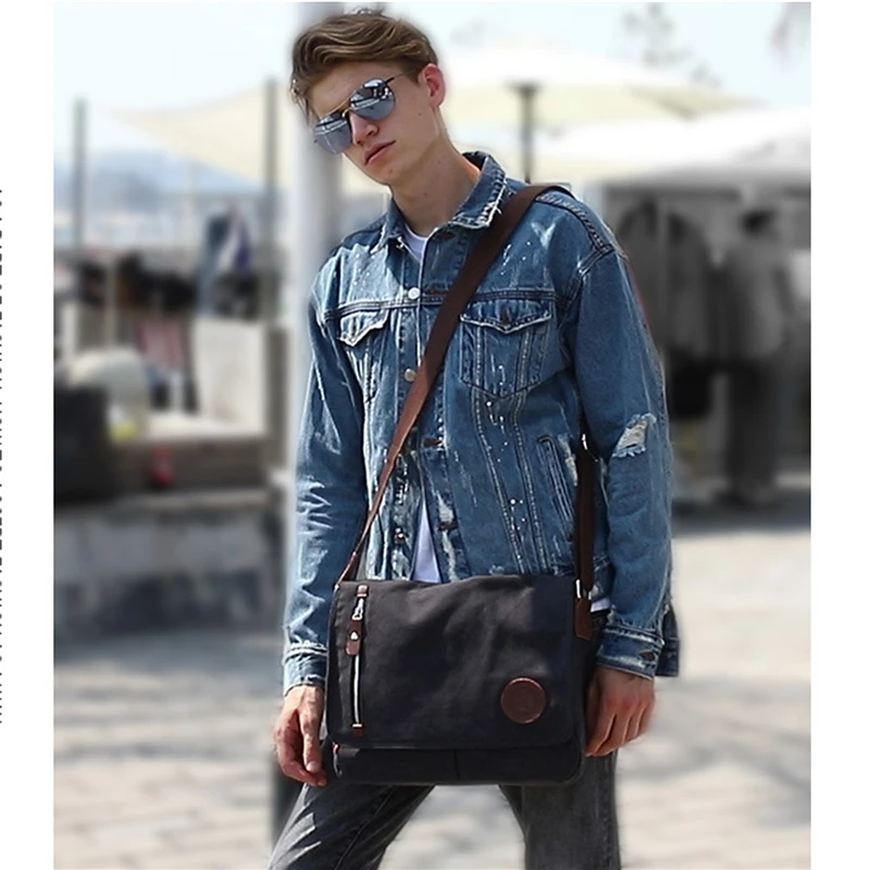 

Vintage Canvas Briefcase Men Business office Crossbody bags Casual Cover Shoulder Bags Envelope male File work bag Retro 2023