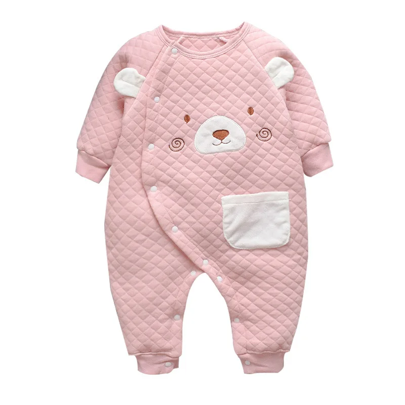 Newborn Baby Autumn Long Sleeved Cotton Rompers New Baby Boys Girls Winter Warm Thicken Jumpsuit Cartoon One Piece Outfits