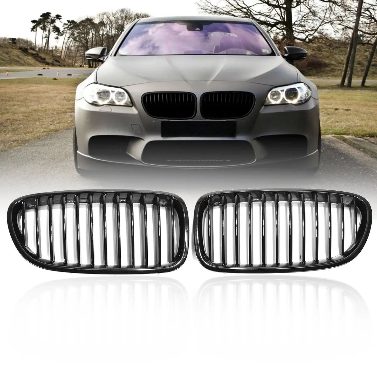 2 шт. глянцевая черная передняя решетка для почек BMW F18 F10 F11 5 серии 2010 2011 2012 2013 2014 2015