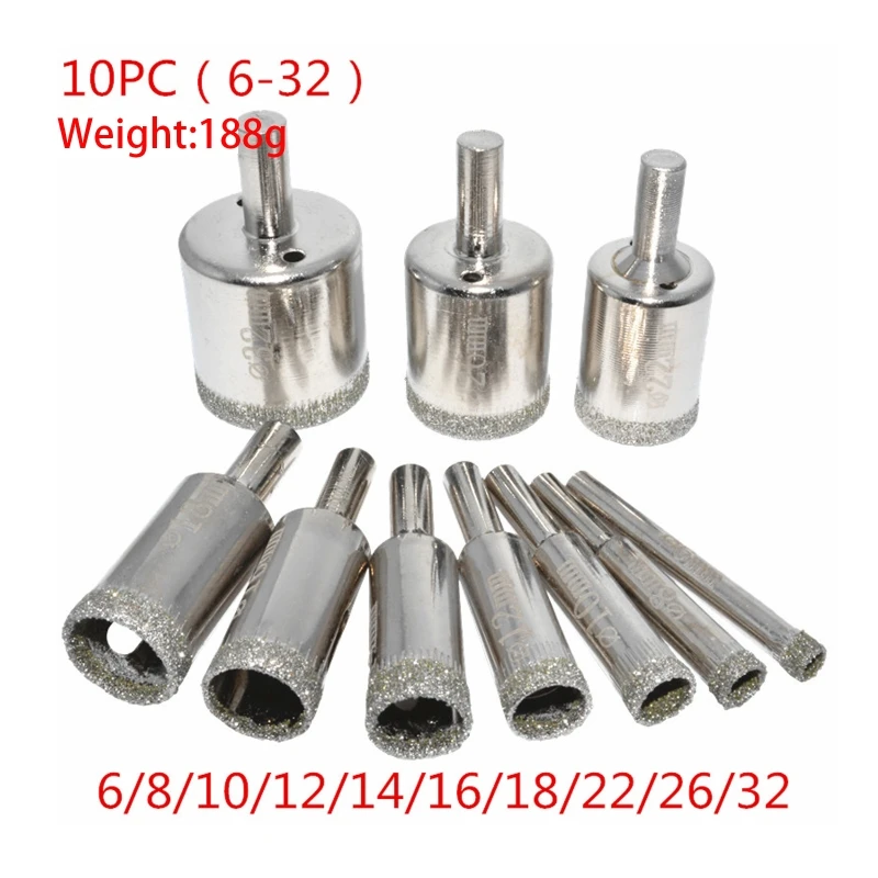 

10/15pcs 3mm-50mm Diamond Coated Drill Bit for Tile Marble Glass Ceramic Hole Saw Drilling Cutter Power Tool