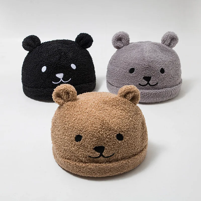 Женская шапка с милыми ушками медведя Мягкая Милая зимняя теплая вязаная капюшон