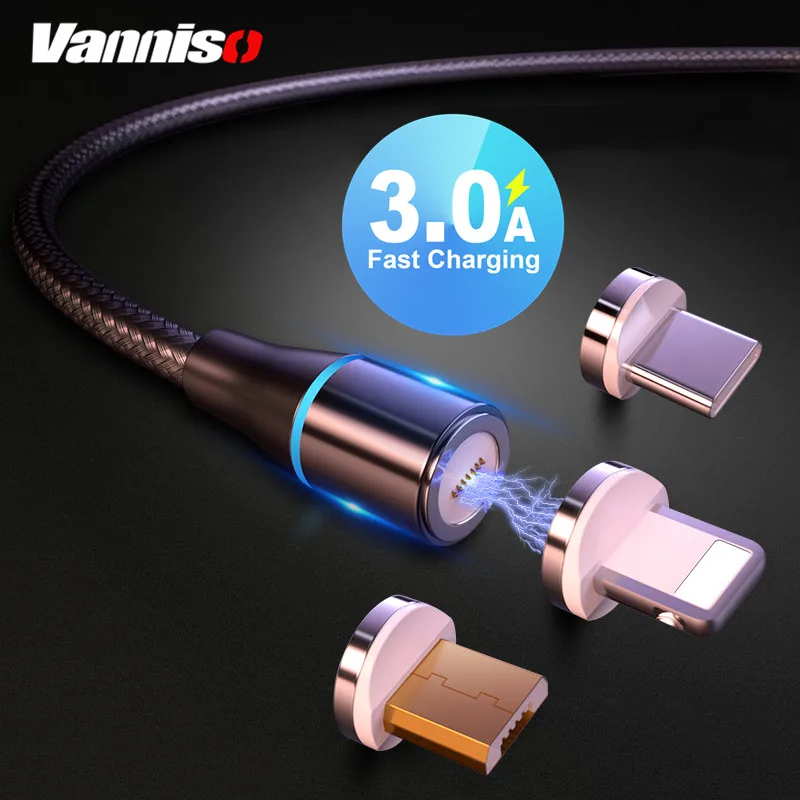 Магнитный кабель Micro USB Vanniso для быстрой зарядки и передачи данных 2 м 3 А iPhone X 7 Samsung