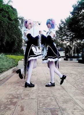 Ram/Rem Косплэй Re:zero Kara Hajimeru Isekai Seikatsu черный красный синий костюм горничной платье