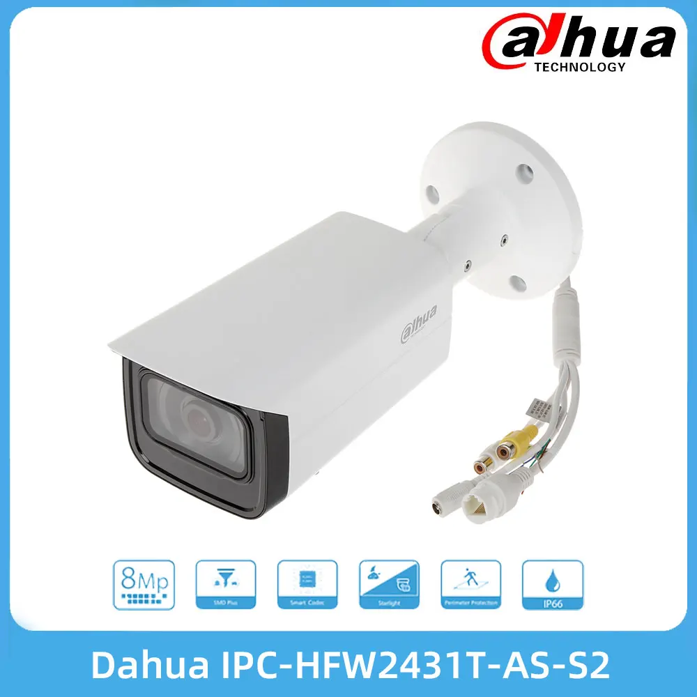 

Dahua IPC-HFW2431T-AS-S2 4MP Lite IR Fixed-focal Bullet Network Camera POE IP67 IK10 H265 2.8 3.6mm Lens Alarm