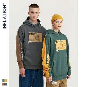 Мужская толстовка с капюшоном INFLATION, толстовка с открытыми плечами и принтом логотипа контрастных цветов, уличная одежда 9611W, 2020