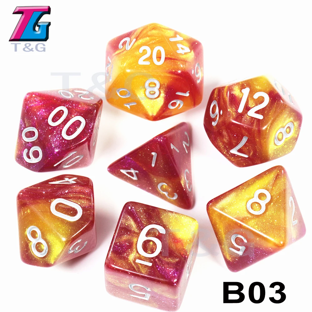 Игральные кости DND 7 шт./компл. Вселенной Galaxy D4, D6, D8, D10, D10%, D12, D20 многогранные с драконами и подземелья игровой набор
