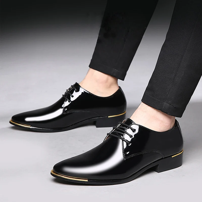 

Fashion High Quality Patent Leather Men Shoes Men Wedding Oxford Shoes Office Suit Men'S Casual Shoes Man Dress Shoes