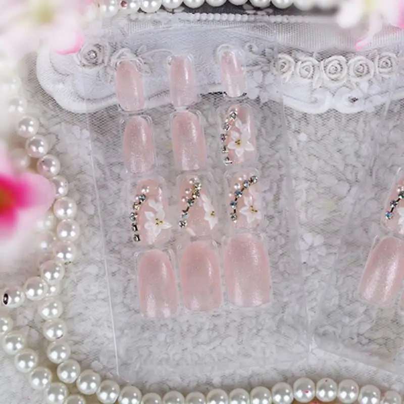 24 шт. искусственные ногти с цветком|Накладные ногти| |