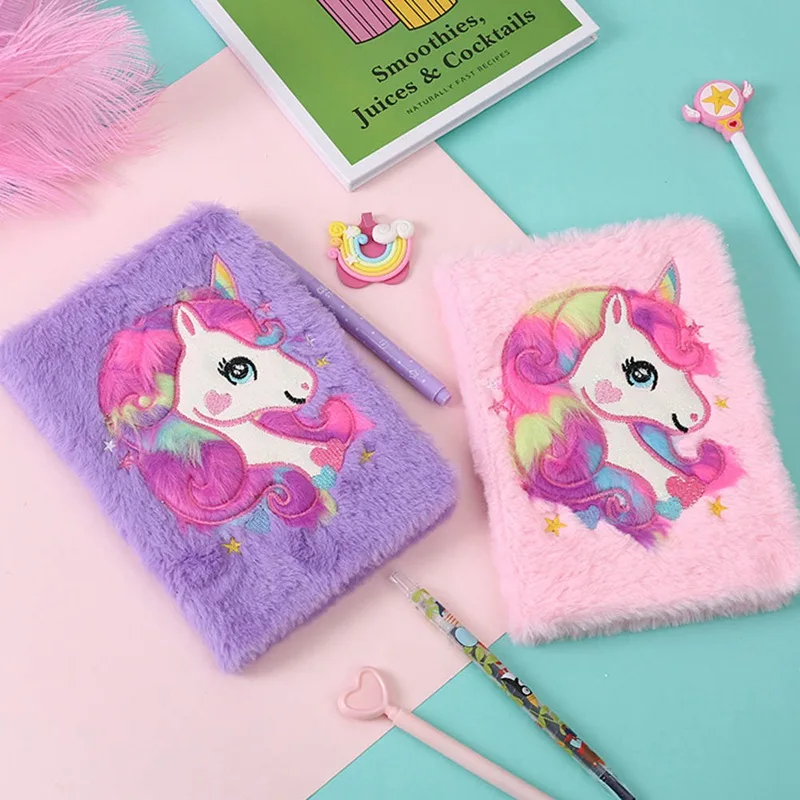 

1Pcs Cartoon Cute Colorful Unicorn Plush Notebooks Portable Diary Planner Notepad Escolar Papelaria Stationery