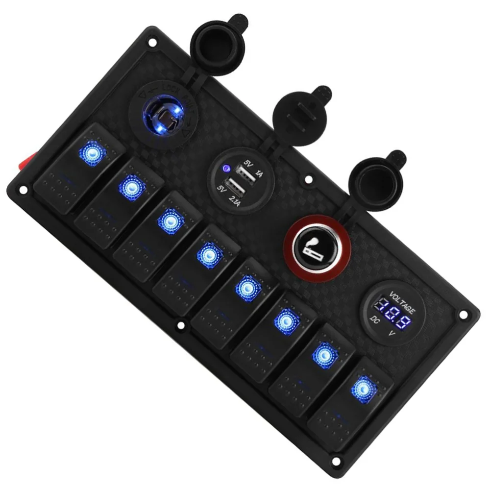 

1 Set Waterproof Digital Voltmeter Dual USB Port Rocker Switch