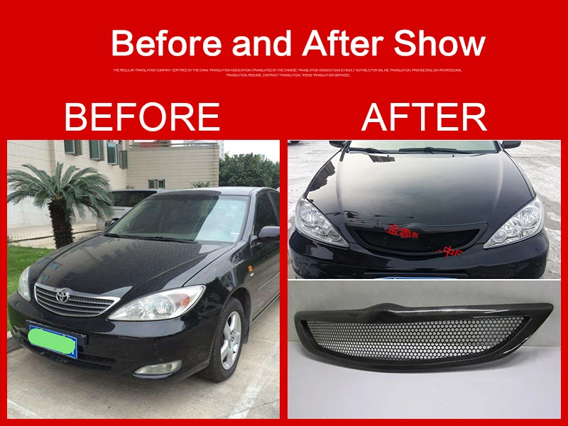 Использовать для toyota camry 2.4L гоночные грили 2001-04 года глянцевое углеродное волокно/FRP Refitt Передняя Центральная гоночная решетка крышка аксессуары