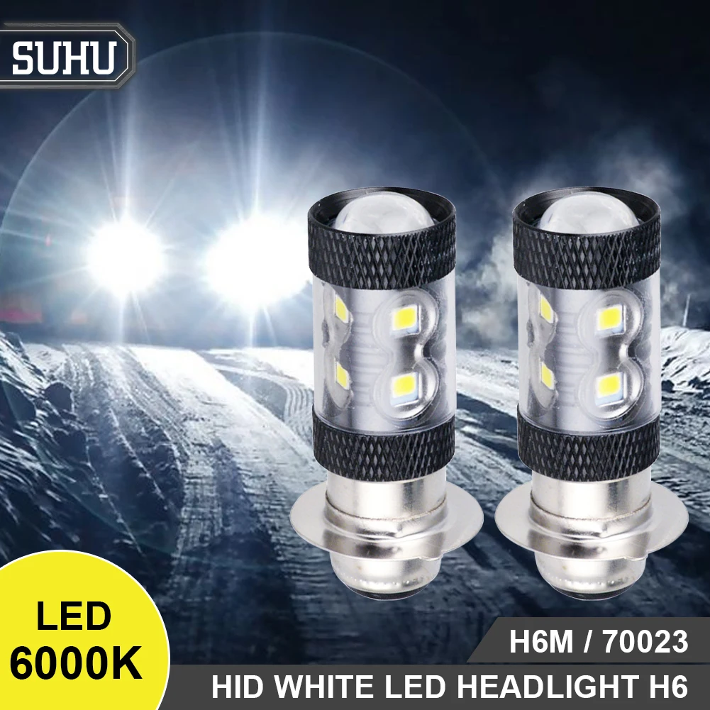 

2Pcs H6/P15D LED Motorcycle Headlight Bulb Super Bright for Yamaha YFZ450R Rhino 700 Raptor YFM660 TRX 1200LM 12V-24V Tools
