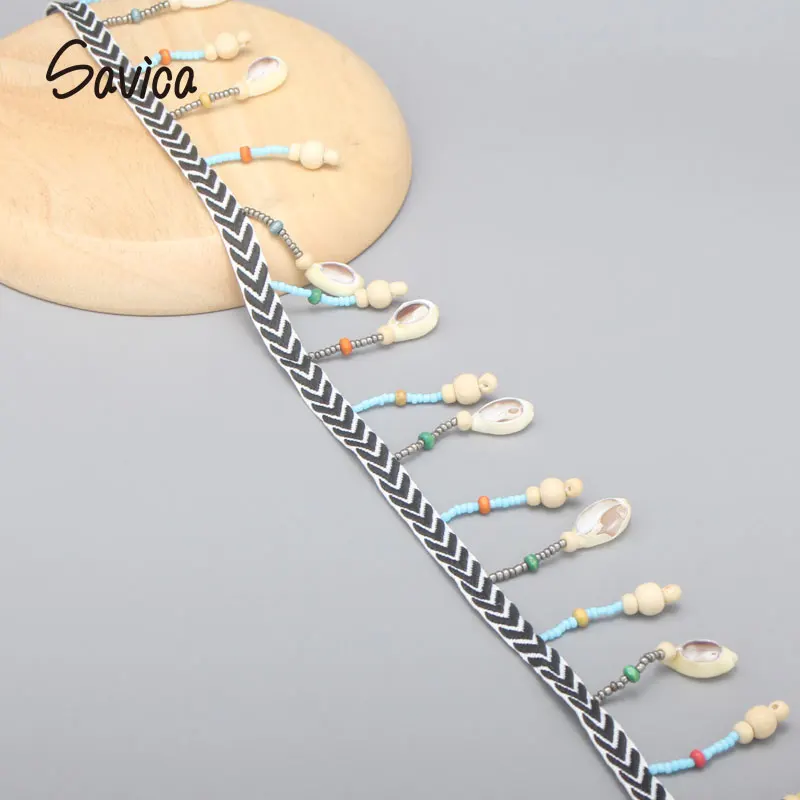 

Savica 1m/lot 5cm Beads Tassels Lace Trim Tape Fabric Ribbon Fringe Ethnic Style DIY Sewing Crafts Garment Decor Materials LX692