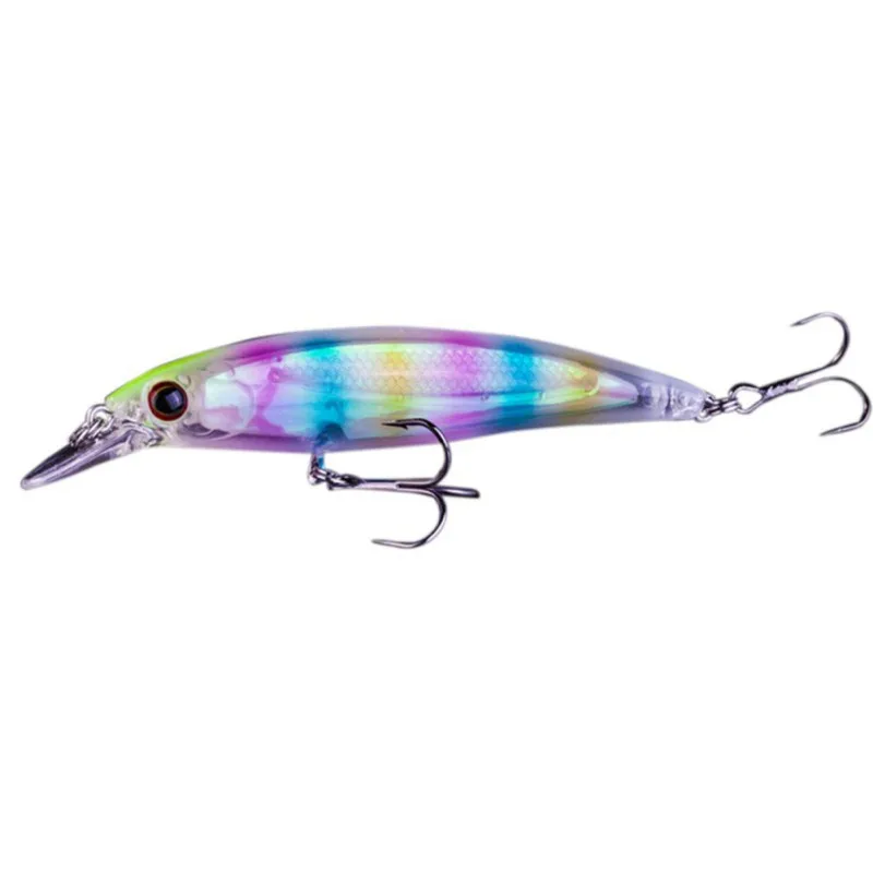 

Hot! Artificial Bait False Long Fish Shape Lures Night-luminous Minnow Lure Fishing Accessories with 2 Treble Fishhooks