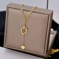 316l stainless steel 2021 new womens simple fashion ins cold wind accessories geometric pendant necklace collarbone chain