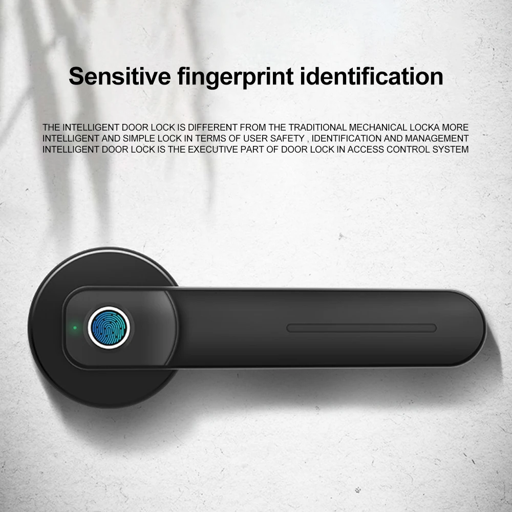 

Smart Home Door Lock Keyless Entry Works Biometric Fingerprint Electric Handle Wooden