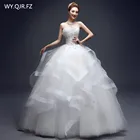 Женское бальное платье, свадебное платье без бретелек, свадебные платья со шнуровкой, белый комплект с вышивкой из смолы, дешевая оптовая продажа