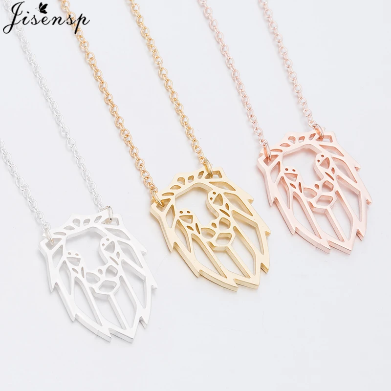 Jisensp Модный ожерелье из нержавеющей стали с оригами китом, львом и бабочкой, в качестве украшения для женщин, подарок.