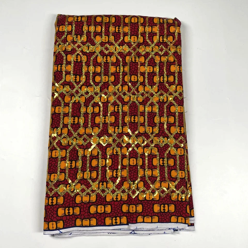 

Latest Sequins African Fabrics 100% Cotton Batiki Wax Prints Kitenge/Pagnes/Kikwembe Embroidered Sequins DFL-1